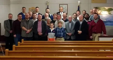 Pastors and members gathered at a Reformed Baptist Fellowship of Indiana meeting